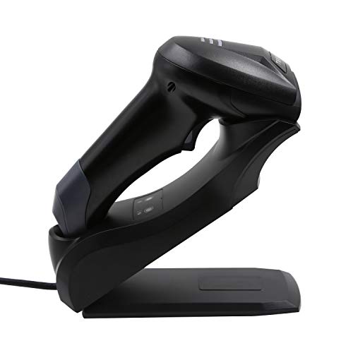 TEEMI Escáner de código de barras con base y receptor USB de montaje en pared, QR Bluetooth 5.0 generador de imágenes CMOS 2D automático inalámbrico, Rango de transferencia de 100 metros TEEMI Escáner de código de barras con base y receptor USB de montaje en pared, QR Bluetooth 5.0 generador de imágenes CMOS 2D automático inalámbrico, Rango de transferencia de 100 metros