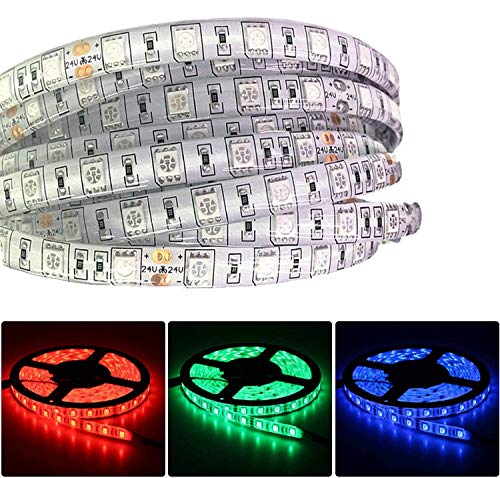 Tesfish 5m/rollo DC 24V 5050 Tira de LED de color RGB Impermeable IP65 300 LEDs Tira de LED de SMD 5050