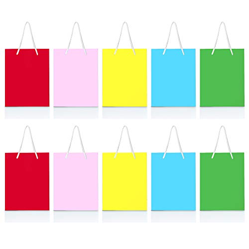 THE TWIDDLERS 25 Bolsas de Papel Kraft para Regalos | Personalizable Bolsas Pequeñas con Asa para Cumpleaños de Niños, Recuerdos de Fiesta | 15cm | Colores Vibrantes