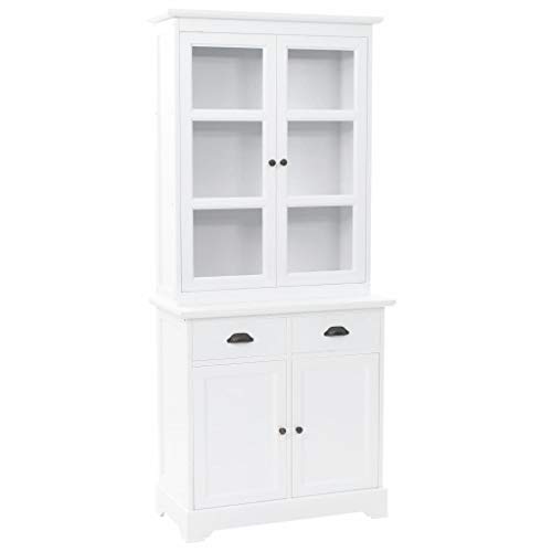 tidyard Mueble Auxiliar Aparador Galés Buffet Alacena con 2 Cajones y 4 Puertas de Cristal para Dormitorio Sala de Estar o de Relax,MDF y Madera de Pino,Blanco 80x40x180cm tidyard Mueble Auxiliar Aparador Galés Buffet Alacena con 2 Cajones y 4 Puertas de Cristal para Dormitorio Sala de Estar o de Relax,MDF y Madera de Pino,Blanco 80x40x180cm