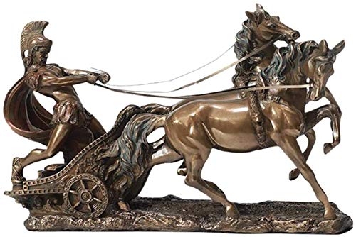 TKYZYY Escultura Vintage Estatua Adorno de Resina Bronce Caballo de Guerra Escultura de Guerrero Romano Artesanía Regalos Decoraciones para el hogar, Mediano