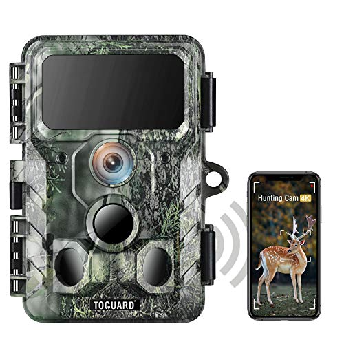 TOGUARD Cámara 4K WiFi Wildlife Bluetooth 30MP cámara de caza Trail con LED IR de visión nocturna cámara de juego 120° detección de movimiento activado IP66 impermeable 2.4" LCD