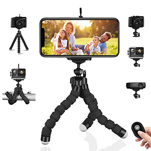 Trípode de teléfono móvil Trípodes de cámara Flexibles Mini Soporte de Soporte Ligero portátil + Bluetooth Remoto y Clip para teléfono para iPhone, Android Samsung, cámara Deportiva GoPro