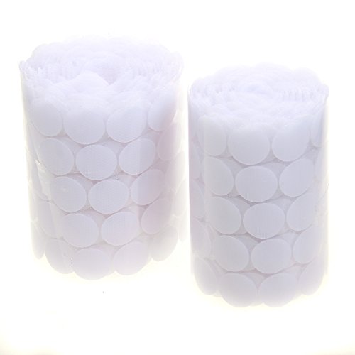 TUKA 1000 Piezas(500 Pares) 20mm pegajoso Monedas Puntos, Adhesivos Círculos, Almohadillas Adhesivos, Gancho y Bucle Círculos Auto-Adhesivo, Blanco, TKB5026 White