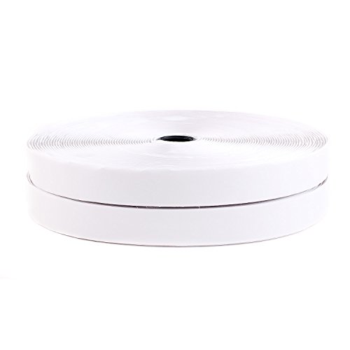 TUKA 25m x 20mm Hook y Loop Bandas Autoadhesivo, 20 mm de Ancho, 25m Gancho y 25m Bucle Cinta, de Vuelta Auto Adhesivo Cinta Rollo, Cinta de Gancho y Bucle, Blanco, TKB5008 White