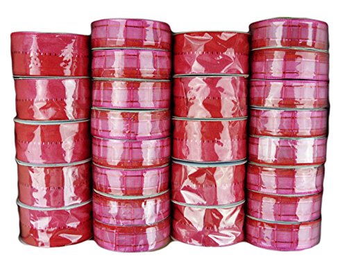 Unbekannt Regalo Bandas Gasa Cinta para Regalo Transparente Banda Decorativa Flores, Fuchsia Streifen, Breite 45mm