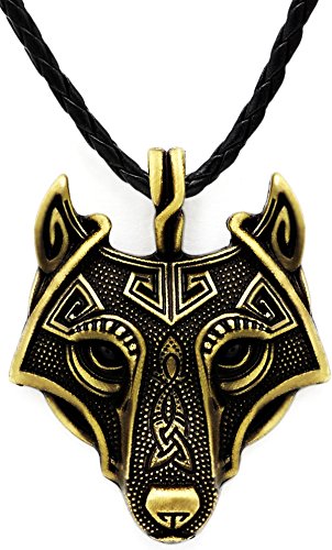 Único hecho a mano antiguos de bronce Viking Wolf collar colgante de cuero genuino Único hecho a mano antiguos de bronce Viking Wolf collar colgante de cuero genuino