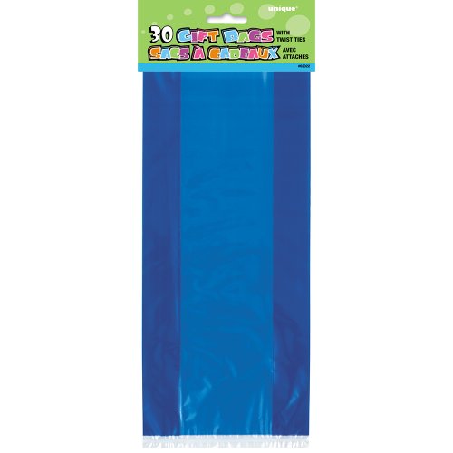 Unique Party 30 bolsas de regalo de celofán, color azul rey, paquete de 12 (62023)