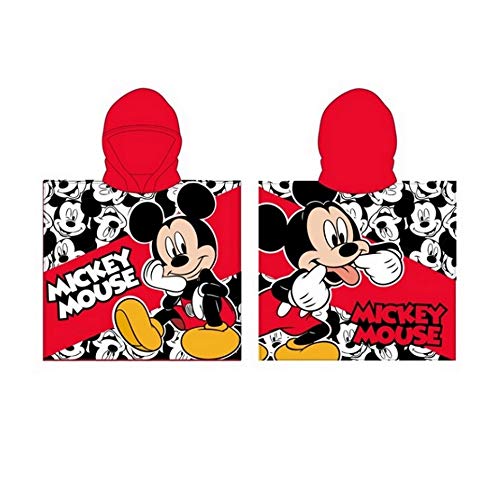 Various Poncho - Toalla Infantil con Capucha de niño y niña Licencia Oficial Disney (Mickey Mouse a)