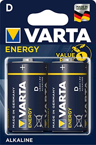 VARTA 4120 Energy-Pilas alcalinas D, Pack x2, Azul, Set de 2