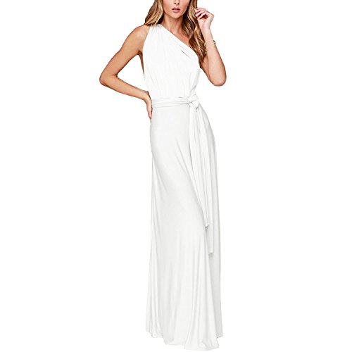 Vestido Largo Mujer para Noche y Fiesta Casual Algodón Ropa Top Falda Espalada Descubirta Dama de Honor Sexy y Elegante Blanco XL
