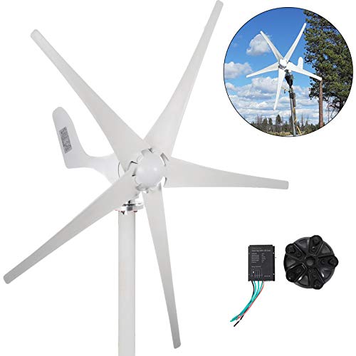 VEVOR Generador de Turbina de Viento, 500 W 12 V Turbina de Viento Ajustable con 5 Palas Velocidad Nominal del Viento de 13 m/s Aerogenerador con Generador de AC PMG Trifásico para Carreteras y Barcos