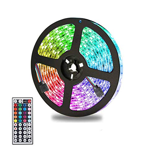 VGROUND 5M Impermeable Tira LED RGB 300 Leds 5050 SMD Tira LED de Luces LED Kit Completo con Control Remoto de 44 Botones para Dormitorio, Fiesta, Hogar