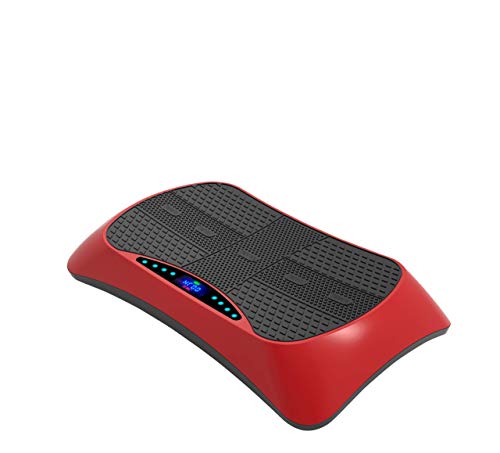 VibroSlim Plataforma vibratoria 4D con Función Masaje | Pierda Peso y tonifique los músculos | 4 Programas y 180 velocidades | 3 Motores | Bluetooth con Altavoces y Contador de calorías (Rojo)