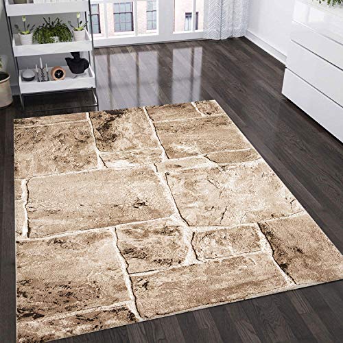 VIMODA Alfombra de diseño para el salón Moderna con Apariencia de Muro de Piedra, en Beige y marrón, Muy tupida - De la Mejor Calidad, Maße:80 x 150 cm VIMODA Alfombra de diseño para el salón Moderna con Apariencia de Muro de Piedra, en Beige y marrón, Muy tupida - De la Mejor Calidad, Maße:80 x 150 cm