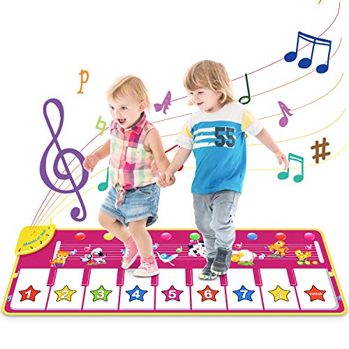 Vimzone Tapete para Piano, Alfombra Musical Tapete de Baile Música Teclado Tapete con 9 Teclas y 8 Sonido de Animales Regalo Ideal para Bebés Niños Niñas (100*36 cm / 39*14 in)