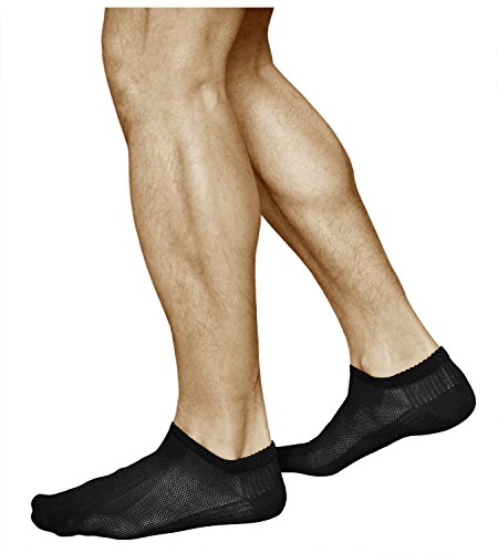vitsocks Calcetines Verano Hombre BAMBÚ Muy Respirables Bajos (3 PARES) Efecto de Enfriamiento, Sneaker, negro, 42-43