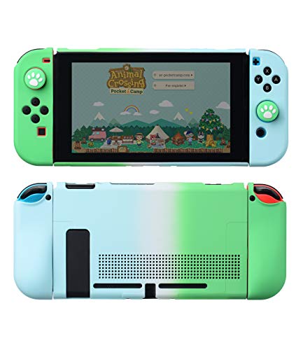 VOGOUL Funda protectora para Nintendo Switch, funda con resistente antiarañazos, a prueba de golpes, diseño dividido, accesorios suaves para consola Nintendo Switch (gradiente azul verde)