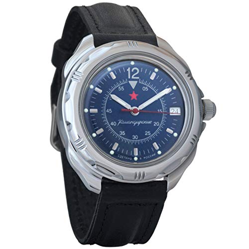 Vostok Komandirskie 211398 - Reloj de pulsera para hombre, esfera azul oscura