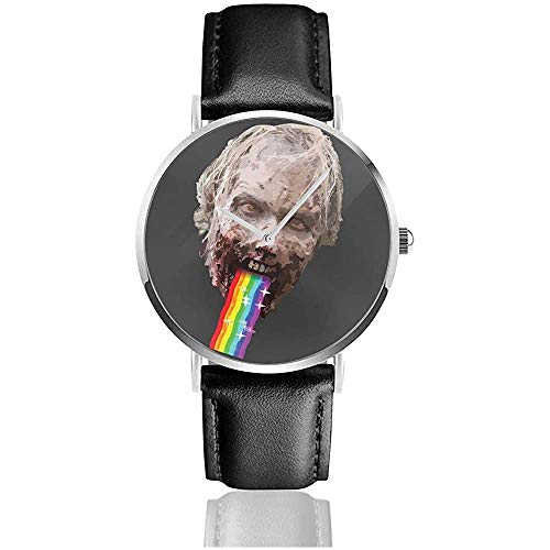 Walking Death Walker Puking Rainbow Snapchat Filtro Relojes Reloj de Cuero de Cuarzo con Correa de Cuero Negro para Regalo de colección
