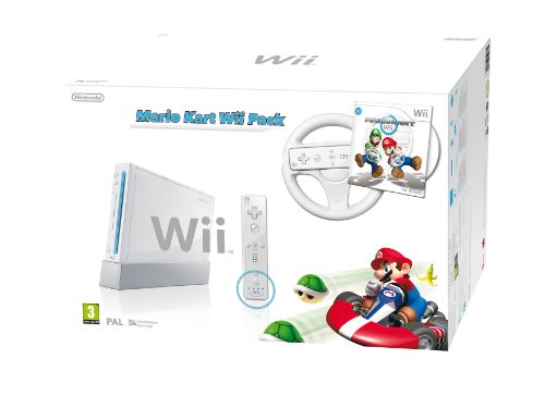 Wii Blanca + Wii Mario Kart + Volante + Mando Remote Plus Blanco + Nunchaku Blanco