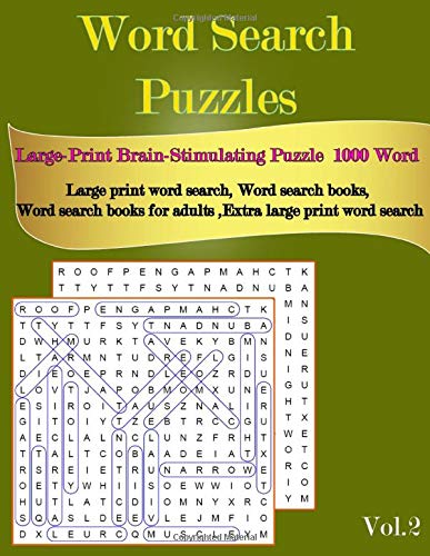 Word Search Puzzles Large-Print: Brain-Stimulating Puzzle  1000 Word Search Vol.2  Large print word search, Word search books, Word search books for adults ,Extra large print word search