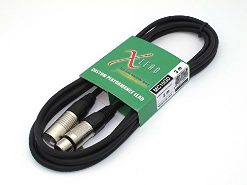 X-LEAD MC10GD030BK Serie GOLD - Cable de micrófono de calidad profesional - XLR/XLR - cable balanceado - Conectores originales INCO - (3 m, negro) - MADE IN ITALY by INCO