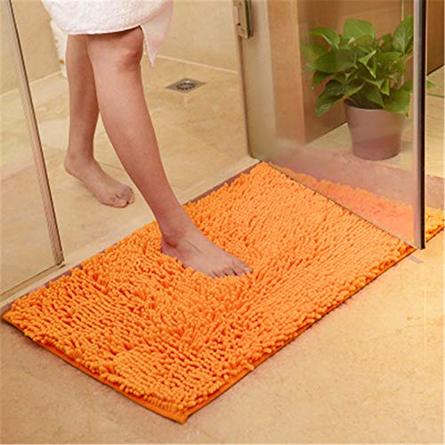 Xiaoxian Alfombra antideslizante de microfibra de felpilla para baño con absorción de agua, suave lavable a máquina (40 x 60, naranja)