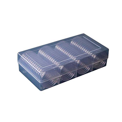 Ycncixwd 60 unidades transparentes redondas de 41 mm para monedas con caja de almacenamiento para águilas de plata americanas de 1 oz