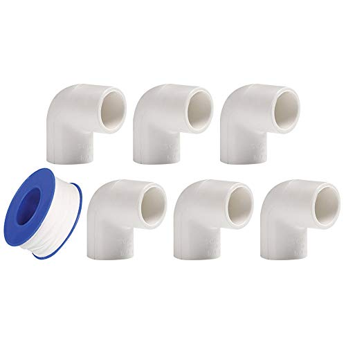 YOFASEN Kit de Accesorios de Tubo PVC de Plomería de 6 Piezas, 20mm - Conectores de Codo de 90 Grados para Tubería de Agua - Conector de Tubería de + Cinta de plomería YOFASEN Kit de Accesorios de Tubo PVC de Plomería de 6 Piezas, 20mm - Conectores de Codo de 90 Grados para Tubería de Agua - Conector de Tubería de + Cinta de plomería