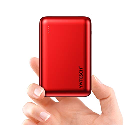 YWTESCH Batería Externa 20000mAh, Power Bank Cargador Portátil, 2 Salida USB-A y 1 Entrada Type-C, Aleación de Aluminio, Mini Powerbank(Rojo) Compatible con iPhone/Huawei/iPad/Android