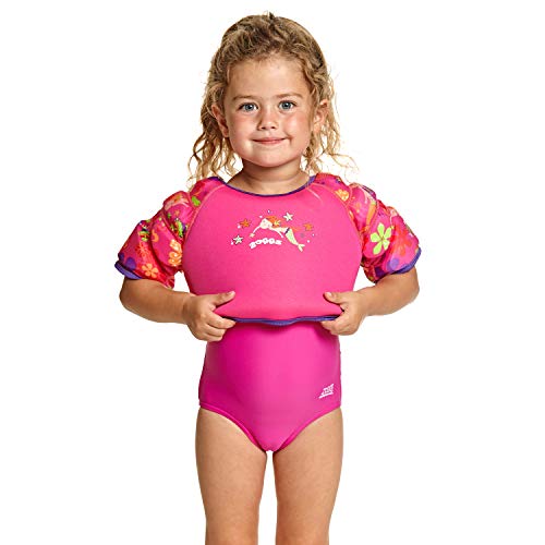Zoggs - Bañador para niñas, diseño de Sirena y Flores, Chaleco para el Agua, niña, Chaleco, Mermaid Flower Water Wing, Pink/Multi-Colour, 4-5 Años