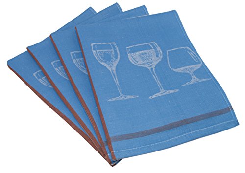ZOLLNER Set de 4 Trapos de Cocina, 50% Lino y 50% algodón, 50x70 cm, Azul