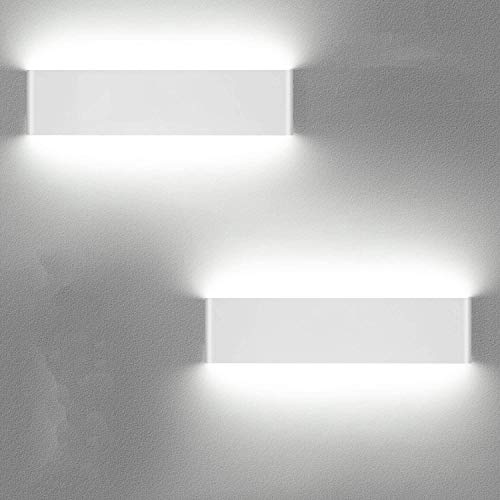 2 Pcs Apliques Interior Pared 36CM LED Moderna 12W Lámpara de pared Moderna Blanco Perfecto para Salon Dormitorio Sala Pasillo Escalera