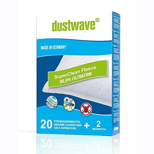 20 dustwave® bolsas para aspiradora Durabase Picco, Elen Berg VC 2015, Elta VC 0021, far cyrius SC 3201 H, khg BS 1400 MT, OK. ovc 200, Privileg 816.160, Progress PC 2102, Progress PC 2114