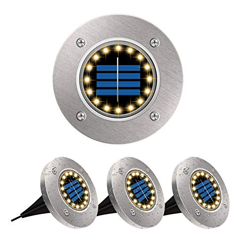 4Pcs Luces de Tierra Solares, POWERAXIS Luz Exterior Solar Luces de Piso 16 LED Luces Solares de Jardín Piso Exterior IP65 Impermeable LED Lámpara Solar de Exterior, Blanco Cálido 4Pcs Luces de Tierra Solares, POWERAXIS Luz Exterior Solar Luces de Piso 16 LED Luces Solares de Jardín Piso Exterior IP65 Impermeable LED Lámpara Solar de Exterior, Blanco Cálido