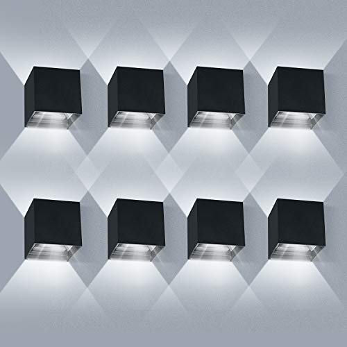 8 * 12W LED lamparas de pared Interior/Exterior LED Aplique de pared arriba y hacia abajo Haz ajustable 6000K Blanco frío LED Aplique de pared exterior IP65 impermeable