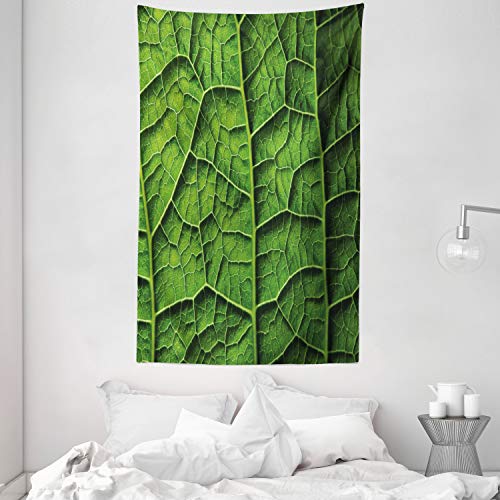 ABAKUHAUS Verde Tapiz de Pared y Cubrecama Suave, Textura De Hoja De Árbol De Bosque, Resistente a la Suciedad, 140 x 230 cm, Verde Oscuro
