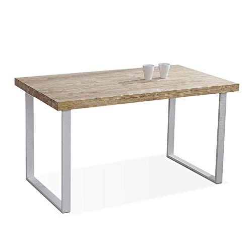 Adec Group Natural, Mesa de Comedor, Mesa Salon o Cocina Fija Color Roble Salvaje y Blanco, Medidas: 140 cm (Largo) x 80 cm (Ancho) x 76,5 cm (Alto) Adec Group Natural, Mesa de Comedor, Mesa Salon o Cocina Fija Color Roble Salvaje y Blanco, Medidas: 140 cm (Largo) x 80 cm (Ancho) x 76,5 cm (Alto)