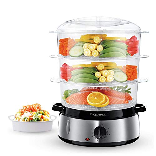 Aigostar Fitfoodie Steel - Vaporera eléctrica 800W, 3 recipientes Independientes (Capacidad Total 9l), Cuenco para Preparar arroz, Libre de BPA, Temporizador 60 Minutos y base en acero inoxidable. Aigostar Fitfoodie Steel - Vaporera eléctrica 800W, 3 recipientes Independientes (Capacidad Total 9l), Cuenco para Preparar arroz, Libre de BPA, Temporizador 60 Minutos y base en acero inoxidable.
