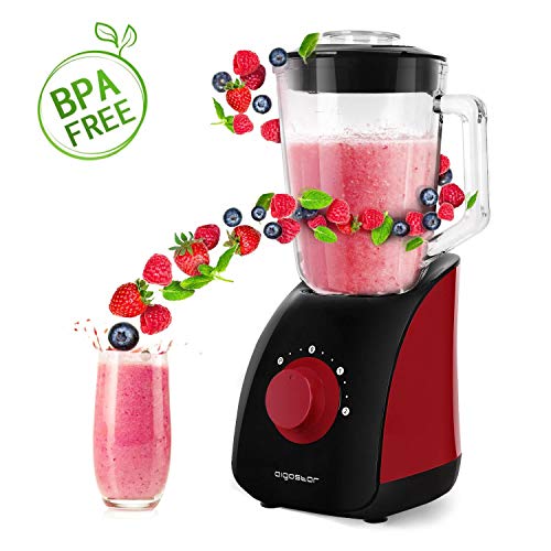 Aigostar Pomegranate - Batidora de vaso de 750W, Licuadora 1,5L, 2 Velocidades y Pulso, autoclean. Jarra de cristal de 4 cuchillas. Libre de BPA. Diseño exclusivo-30JDF Aigostar Pomegranate - Batidora de vaso de 750W, Licuadora 1,5L, 2 Velocidades y Pulso, autoclean. Jarra de cristal de 4 cuchillas. Libre de BPA. Diseño exclusivo-30JDF