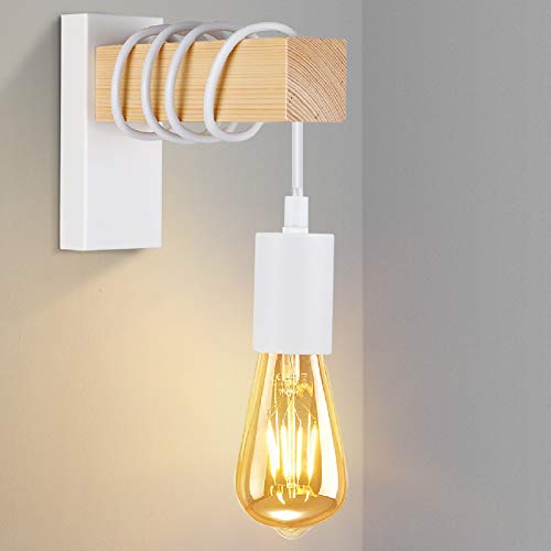 Albrillo Lámpara de Pared de Madera E27 - Lámpara de Pared Vintage, Altura Ajustabl, Aplique Pared Moderna para Sala, Dormitorio, Pasillo, Blanco(Sin Bombillas) Albrillo Lámpara de Pared de Madera E27 - Lámpara de Pared Vintage, Altura Ajustabl, Aplique Pared Moderna para Sala, Dormitorio, Pasillo, Blanco(Sin Bombillas)