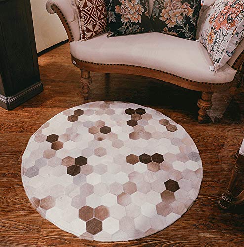 Alfombra de Cuero con Motivos geométricos, Alfombra Redonda Cosida a Mano de Piel de Vaca Americana, Sala de Estar, sofá, Mesa de café, Alfombra para decoración del hogar Alfombra de Cuero con Motivos geométricos, Alfombra Redonda Cosida a Mano de Piel de Vaca Americana, Sala de Estar, sofá, Mesa de café, Alfombra para decoración del hogar