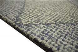 Alfombra de lana virgen, 160 x 230 cm, 100% lana, tejida a mano, beige, azul y gris