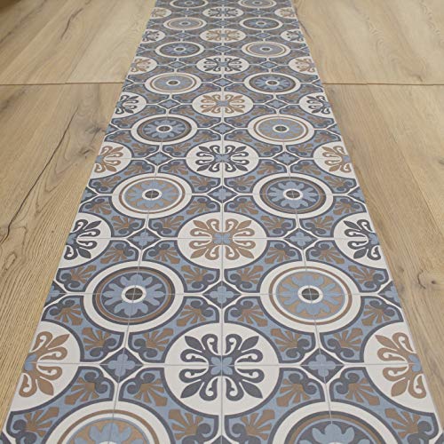 Alfombra de vinilo para cocina, baño – por medio metro – Alfombra de vinilo, fondo de PVC expandido – 50 cm de ancho (Vintage Blue)