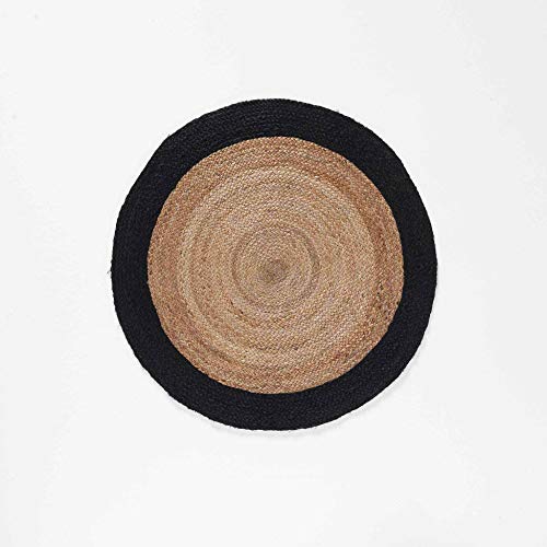 Alfombra Decorativa Redonda (0) 90 cm Yute Bicolor Salem Negro