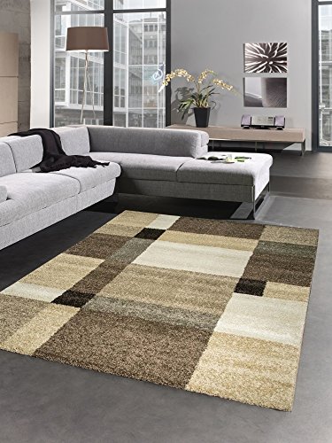 Alfombra moderna alfombra de la sala alfombra de pelo corto karo marrón Größe 160x230 cm