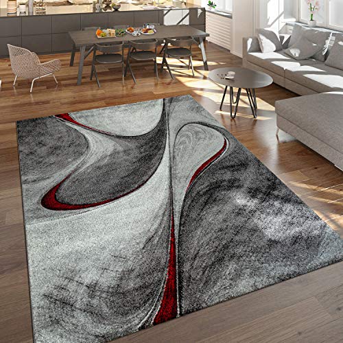 Alfombra Salón Pelo Corto Moderna Jaspeada Diseño Abstracto Gris Rojo Negro, tamaño:160x230 cm Alfombra Salón Pelo Corto Moderna Jaspeada Diseño Abstracto Gris Rojo Negro, tamaño:160x230 cm