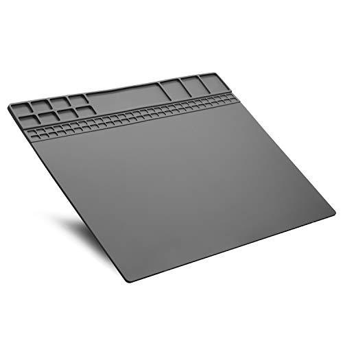Alfombrilla de reparación resistente al calor 932°F alfombrilla de trabajo de silicona para reparación de aparatos electrónicos, para soldadura reparación, 40X30 CM, color gris Alfombrilla de reparación resistente al calor 932°F alfombrilla de trabajo de silicona para reparación de aparatos electrónicos, para soldadura reparación, 40X30 CM, color gris