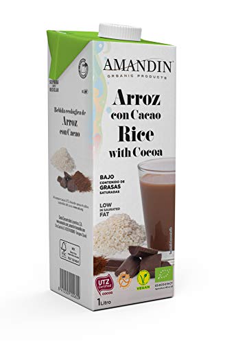 Amandin Bebida de Arroz con Cacao - Paquete de 6 x 1000 ml - Total: 6000 ml